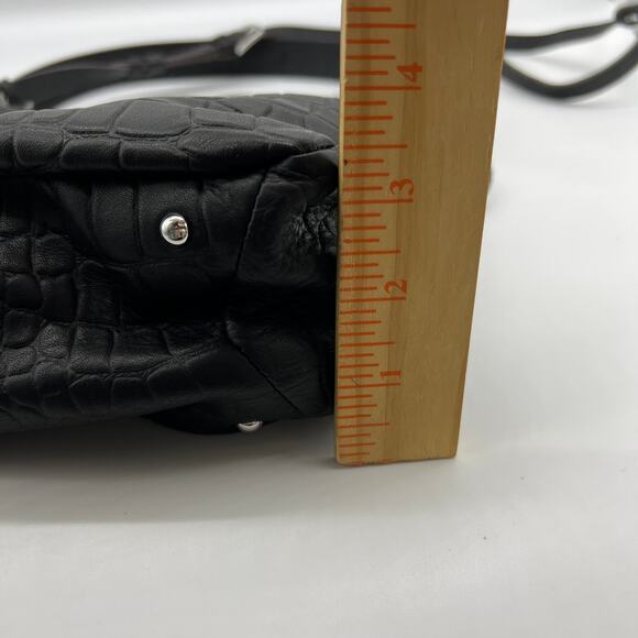 Aimee Kestenberg Leather Shoulder Bag Fifth Avenue Black Croco - Picture 8 of 14